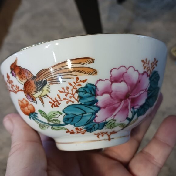 Set of 6 Six Vintage Chinese Porcelain Bowls Mid Century Handpainted Signed - Picture 5 of 5